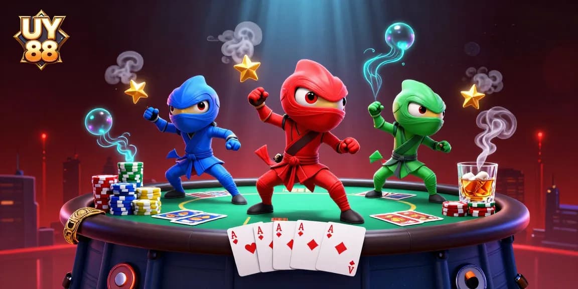 Engage with UY 88's dynamic casino action, featuring colorful characters in a vibrant gaming scene.