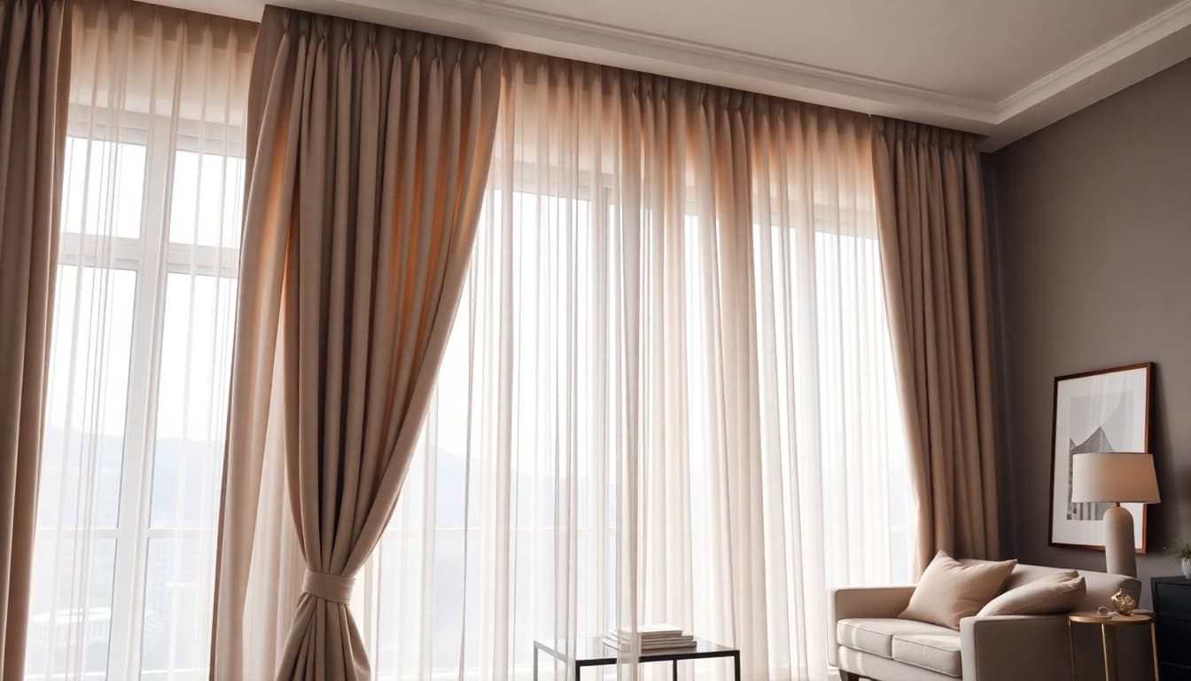 Verduisterende gordijnen die elegant hangen in een mooi ingericht interieur