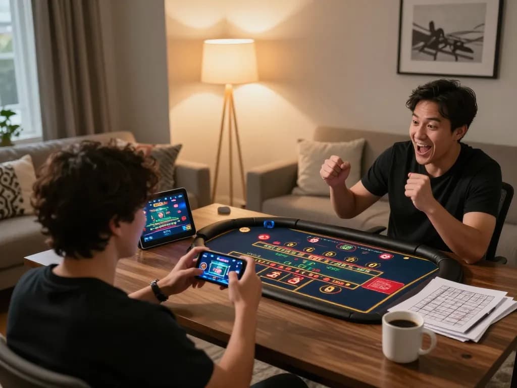 Engaging in online casinos Canada gaming on smartphone while enjoying a relaxed home environment