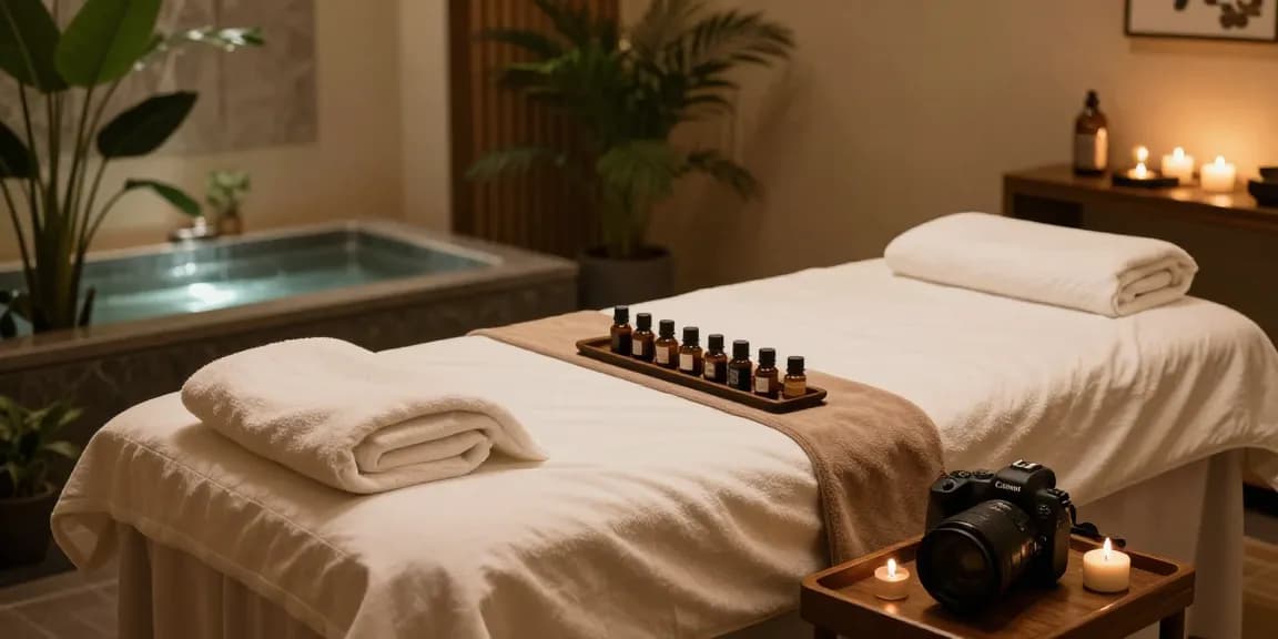 마사지 받은 후 편안해 보이는 스파룸의 정경