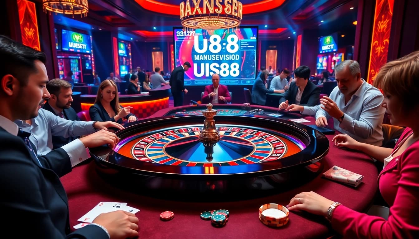 Experience thrilling gameplay at uu88 with an exciting roulette game setup in a luxurious casino environment.