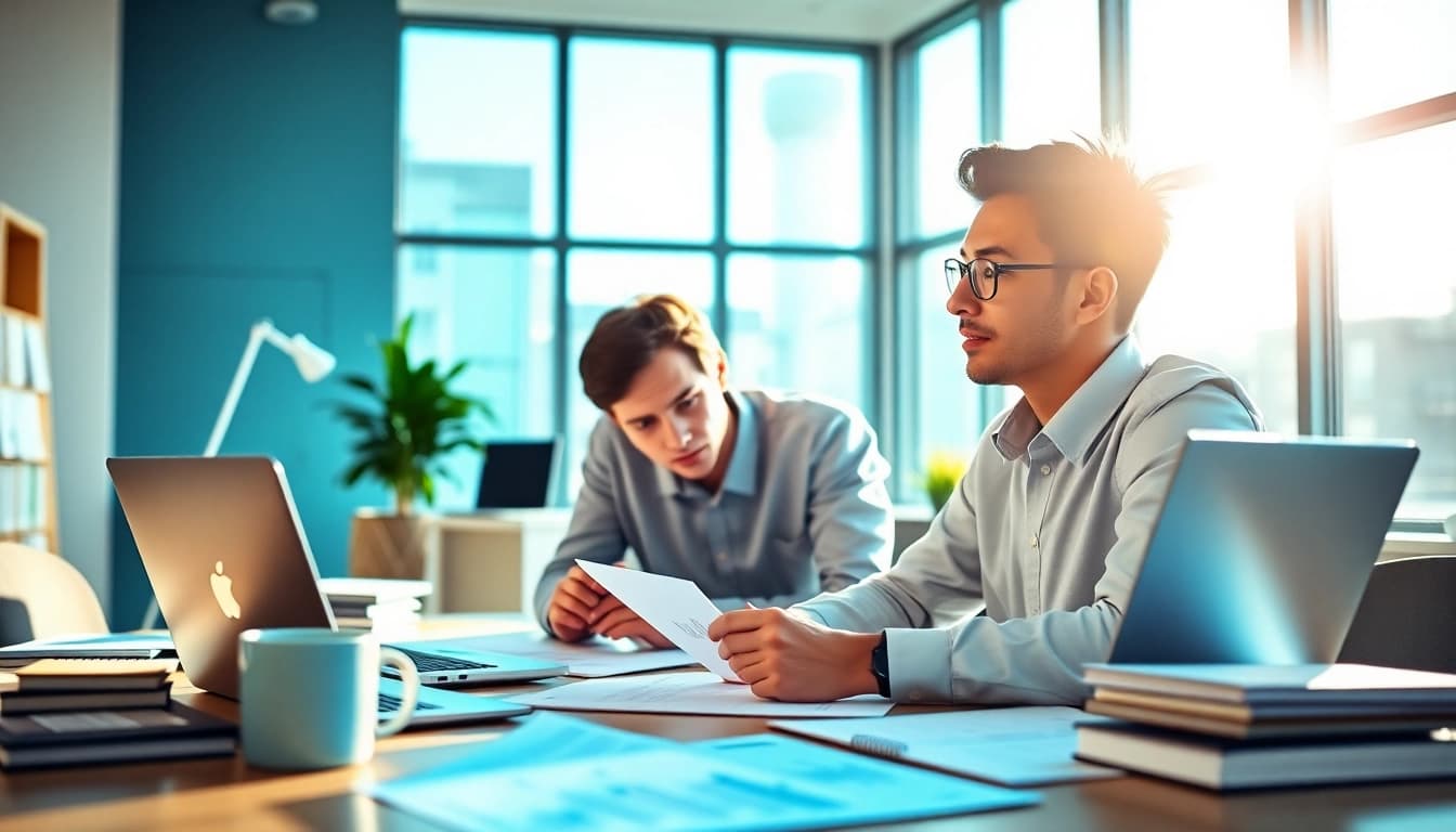Analyze long-term consequences of not learning to save money with a young adult at a modern workspace.
