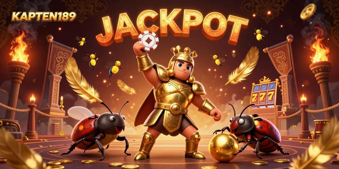 KAPTEN189 raih kemenangan dalam permainan slot online dengan simbol jackpot berkilauan.