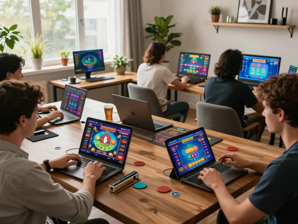 Engaging players explore diverse games at uk88 com in a cozy home gaming setup.