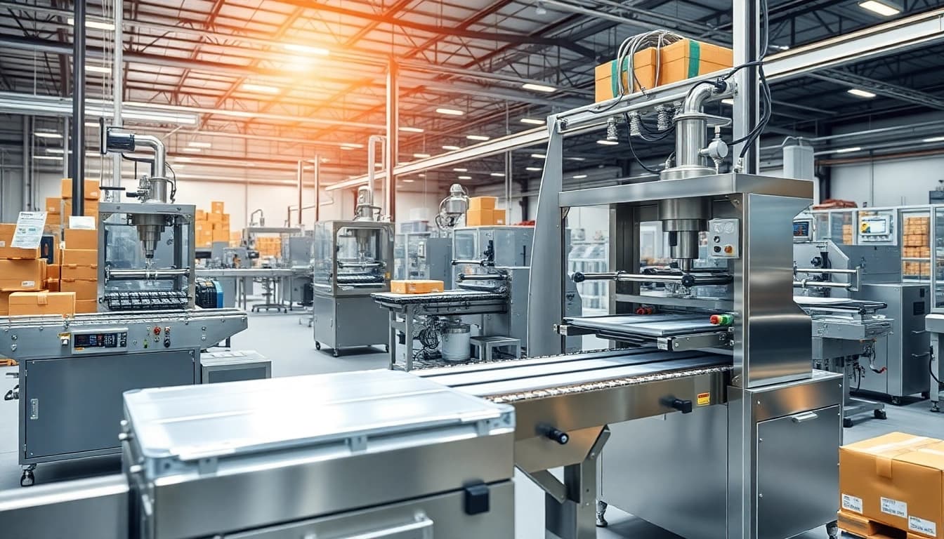 SA Packaging Machinery showcasing advanced packaging solutions in a vibrant industrial environment.