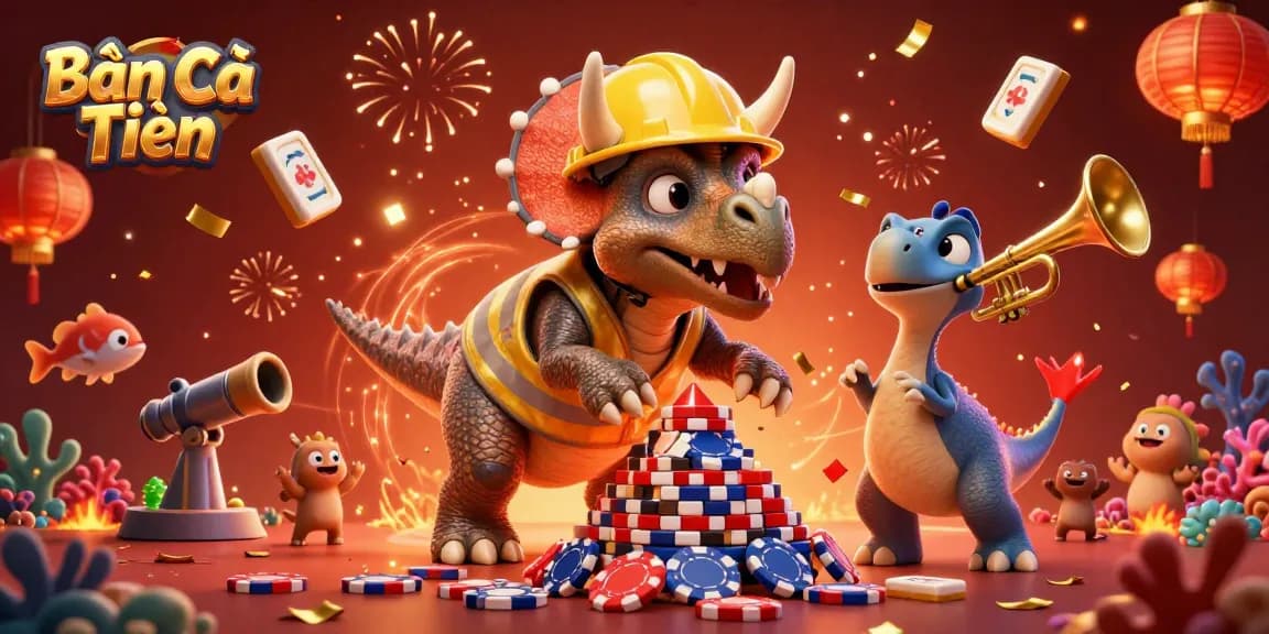 Engage with Bắn Cá Tiên as dynamic sea creatures swim around in a vibrant celebration scene.