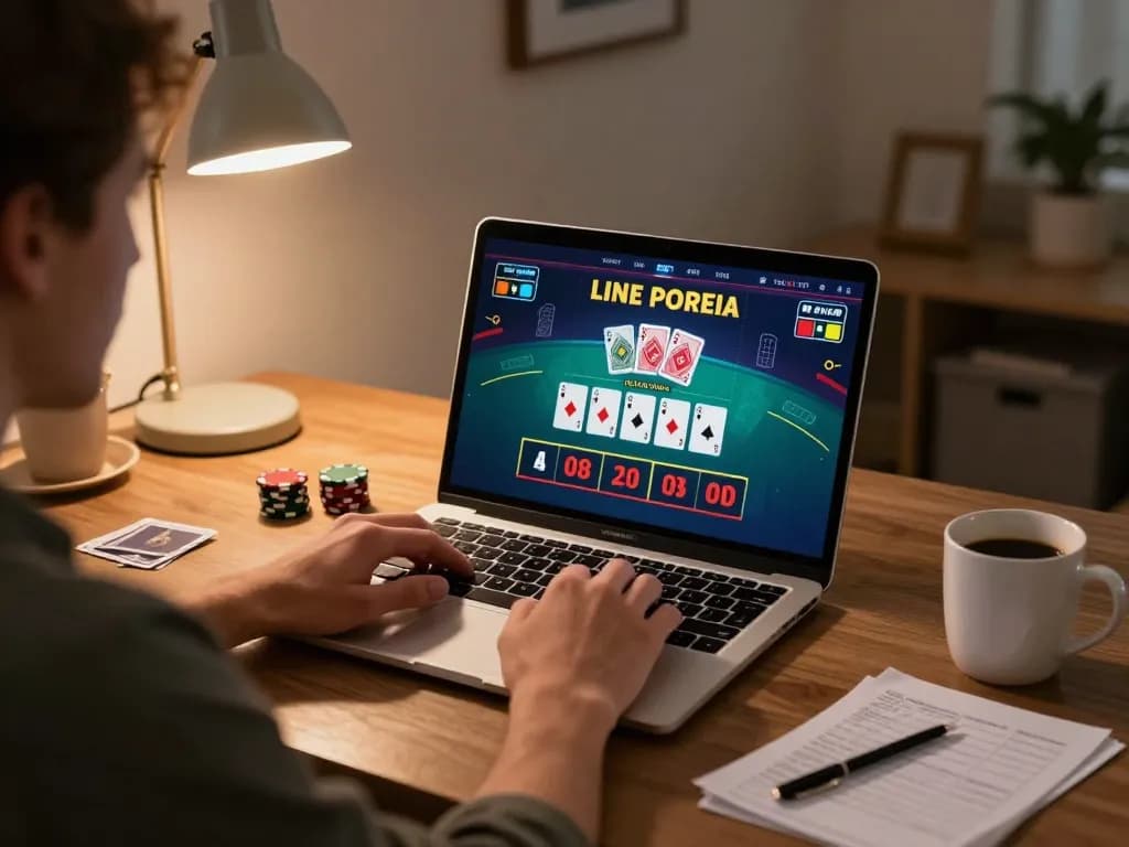 Player engaging with NHÀ CÁI DABET live dealer blackjack at home, showcasing strategic gameplay.