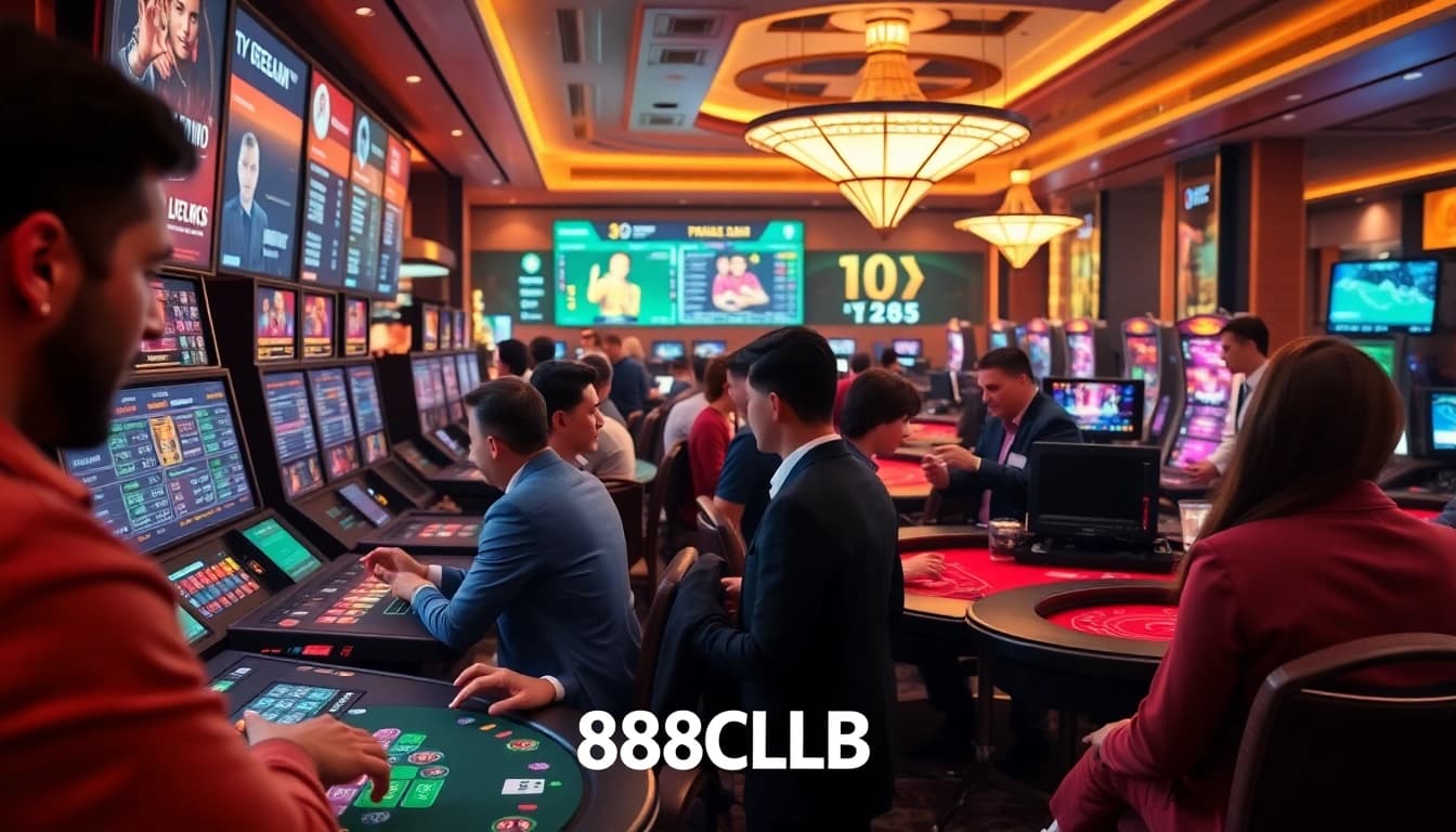 88clb online casino scene with diverse players enjoying various games