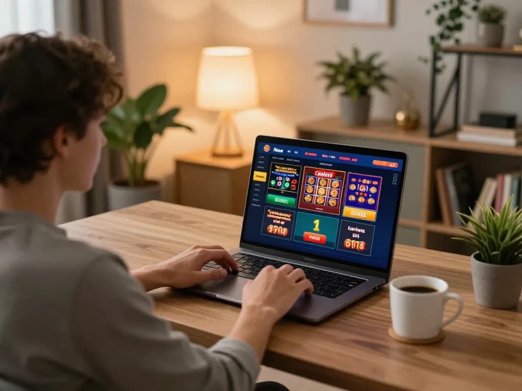 Engaging in responsible online gambling with 388bet on a cozy home setup while enjoying strategic gameplay.