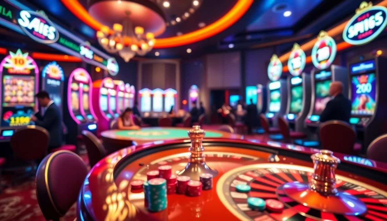 Exciting gaming scene at https://www.superslot365.net/ with slots, poker, and roulette for gamblers.