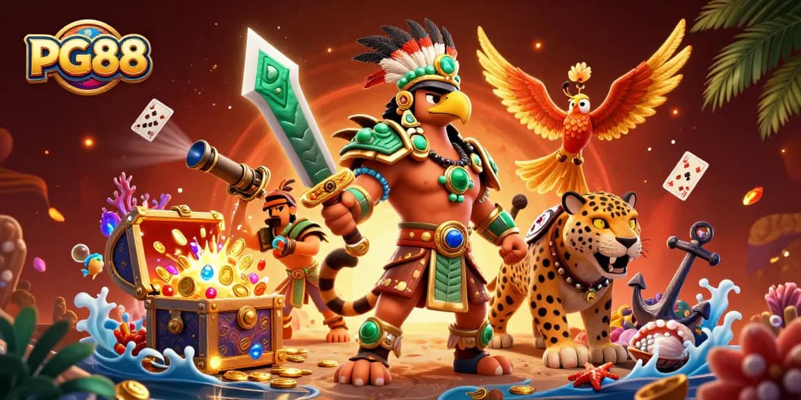 Engage in thrilling PG88 gaming adventures with a colorful scene featuring dynamic characters and vibrant casino elements.
