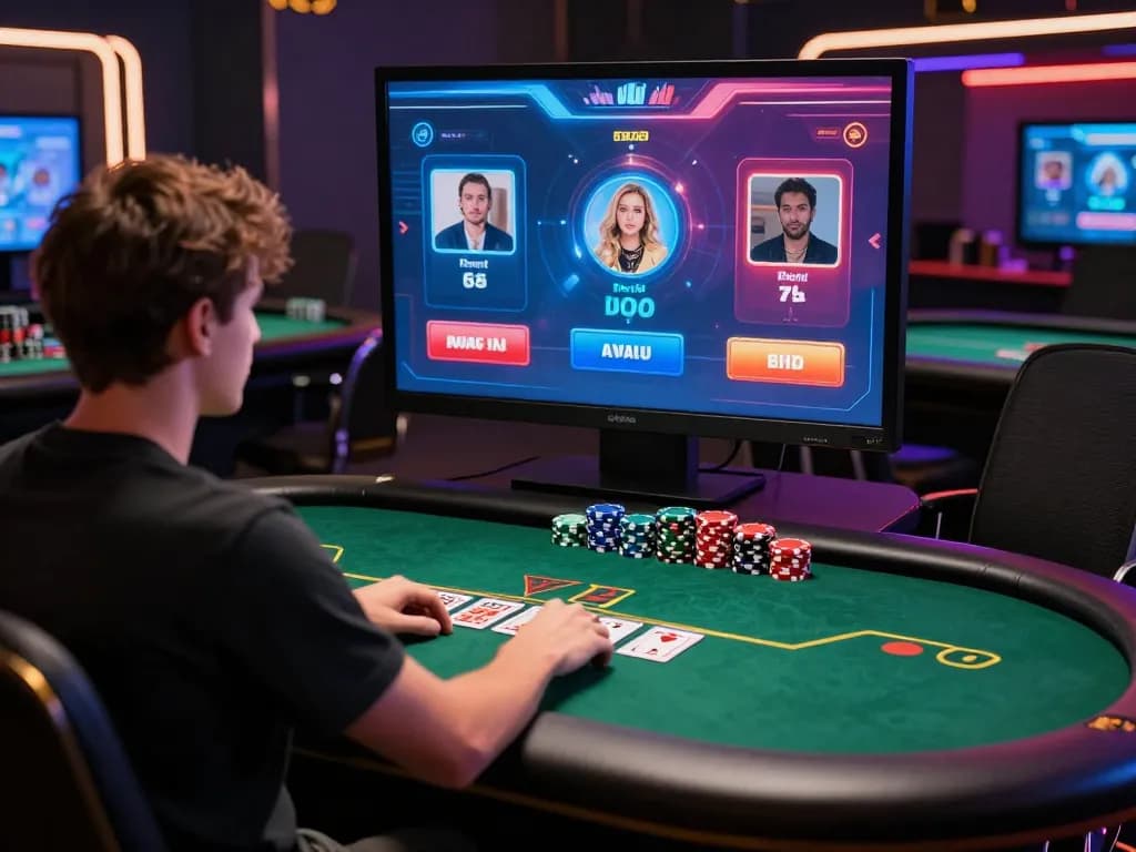 Engage in online gambling with SHBET's exciting poker gameplay, showcasing vibrant graphics and interactive interface.