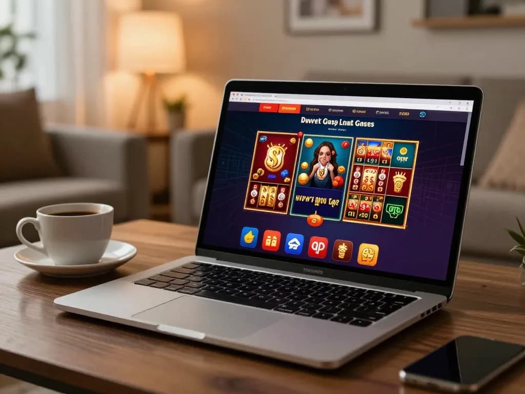 Players engaging on lu88. com, showcasing popular online casino games in a cozy home setting