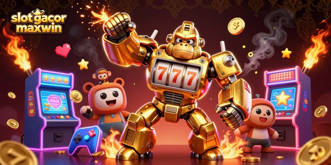 Experience the thrill of slot gacor maxwin with dynamic casino elements in this vibrant 3D illustration.