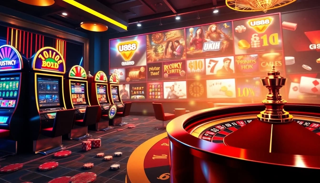 Experience U888's exciting online gambling with vibrant tables and elegant game interfaces.