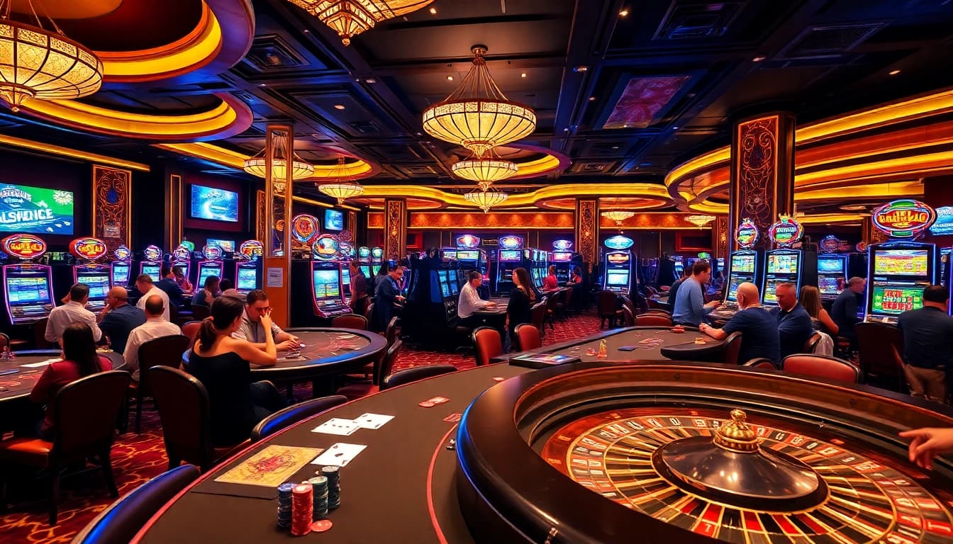 Players celebrating wins at the AF88 casino with vibrant gaming tables and colorful chips.