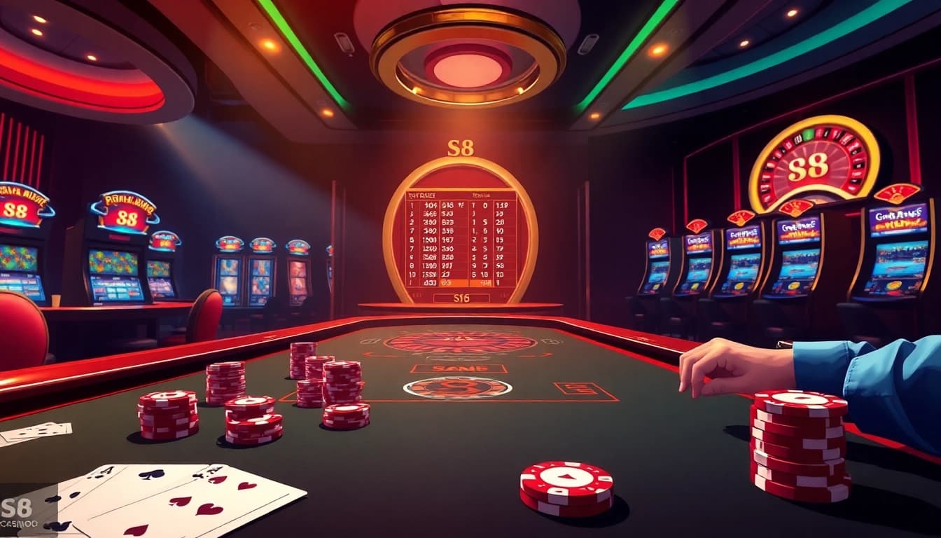 Experience the thrill of betting at s8 with vibrant casino tables and glamorous surroundings.