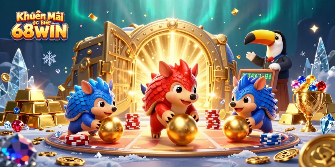 Engage with Khuyến Mãi Đặc Biệt 68WIN as you watch rival pangolins compete in a vibrant casino setting.