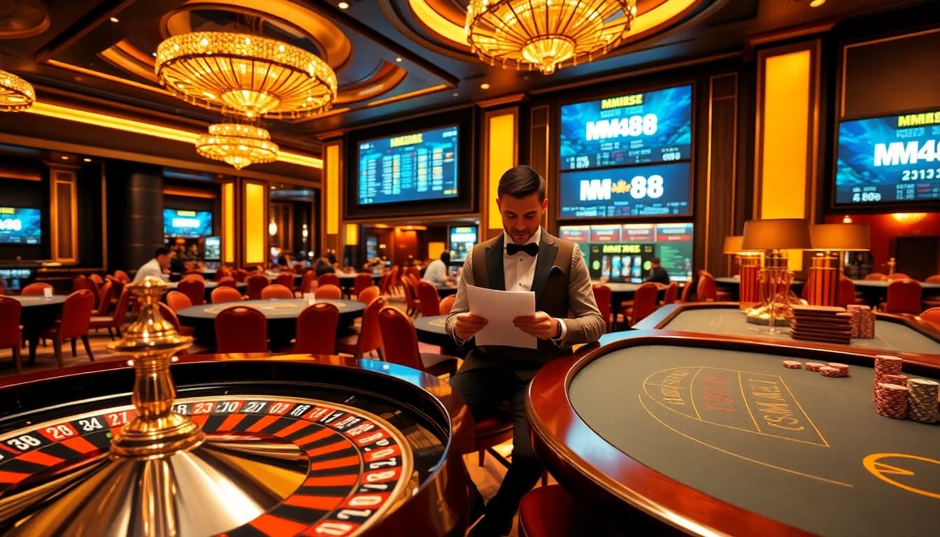 Experience the thrill of MM 88 as players engage with vibrant casino games and betting.