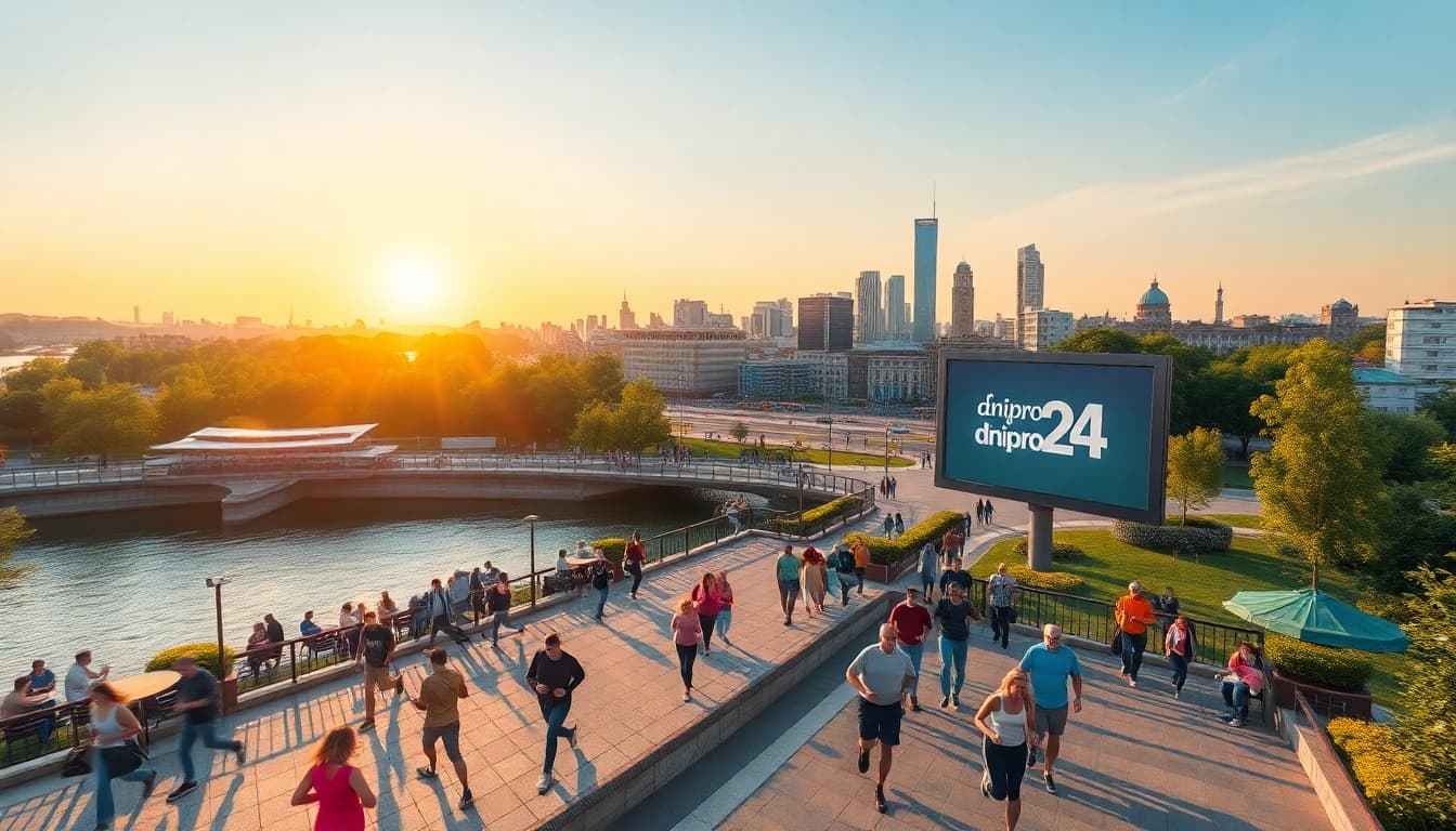 The vibrant cityscape of Dnipro showcasing daily life, beauty, and community under the theme 'dnipro24'.
