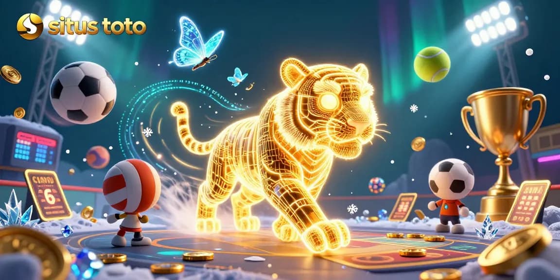 Experience exciting actions at situs toto with a vibrant digital casino scene full of winning symbols.