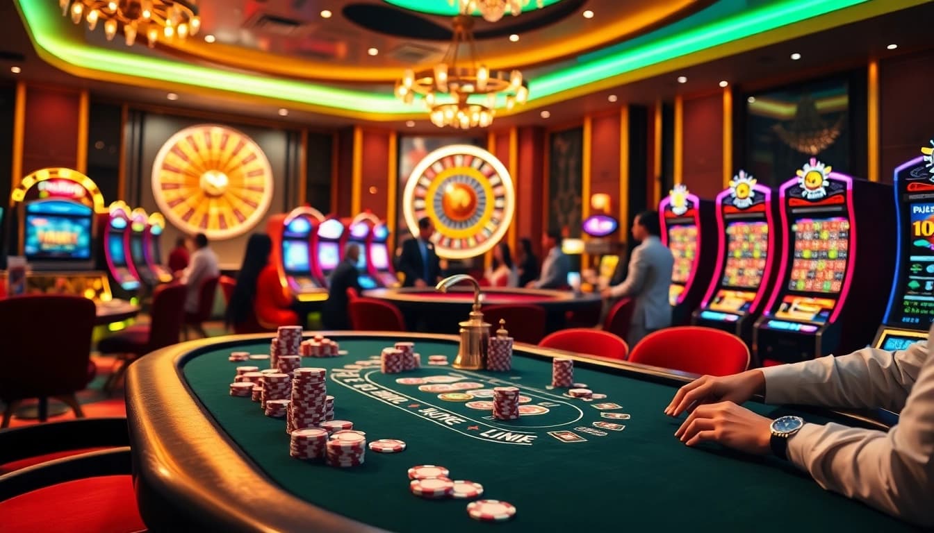 Players enjoying high-stakes poker at the luxurious 88aa casino table, illuminated by soft lighting.