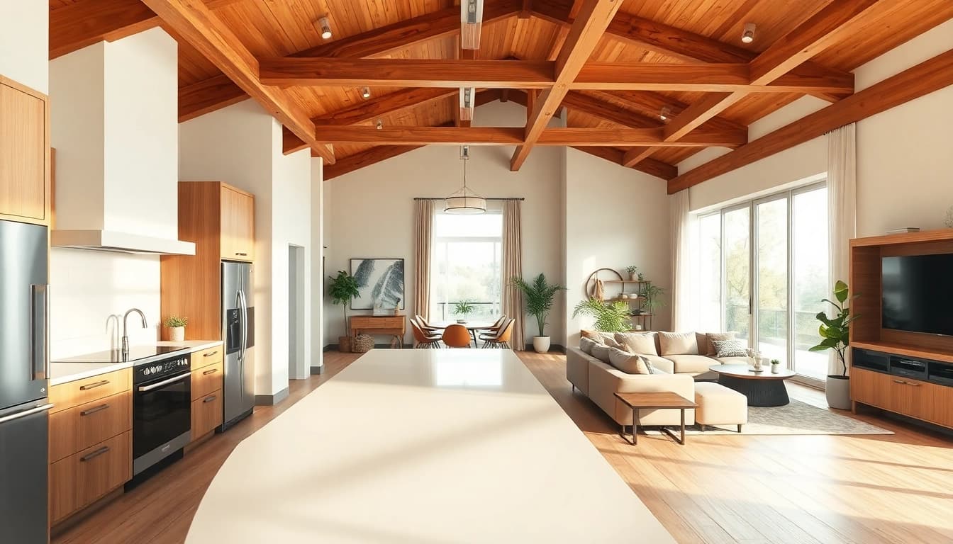 Home renovation showcasing a modern living room with stylish design and natural lighting.