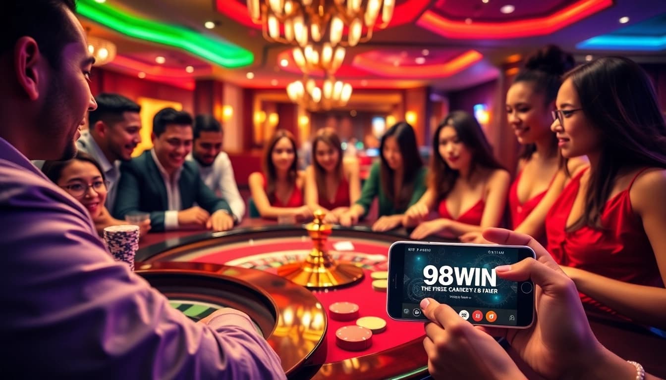 Experience high-stakes excitement at 98WIN casino with vibrant game action and thrilling ambiance.