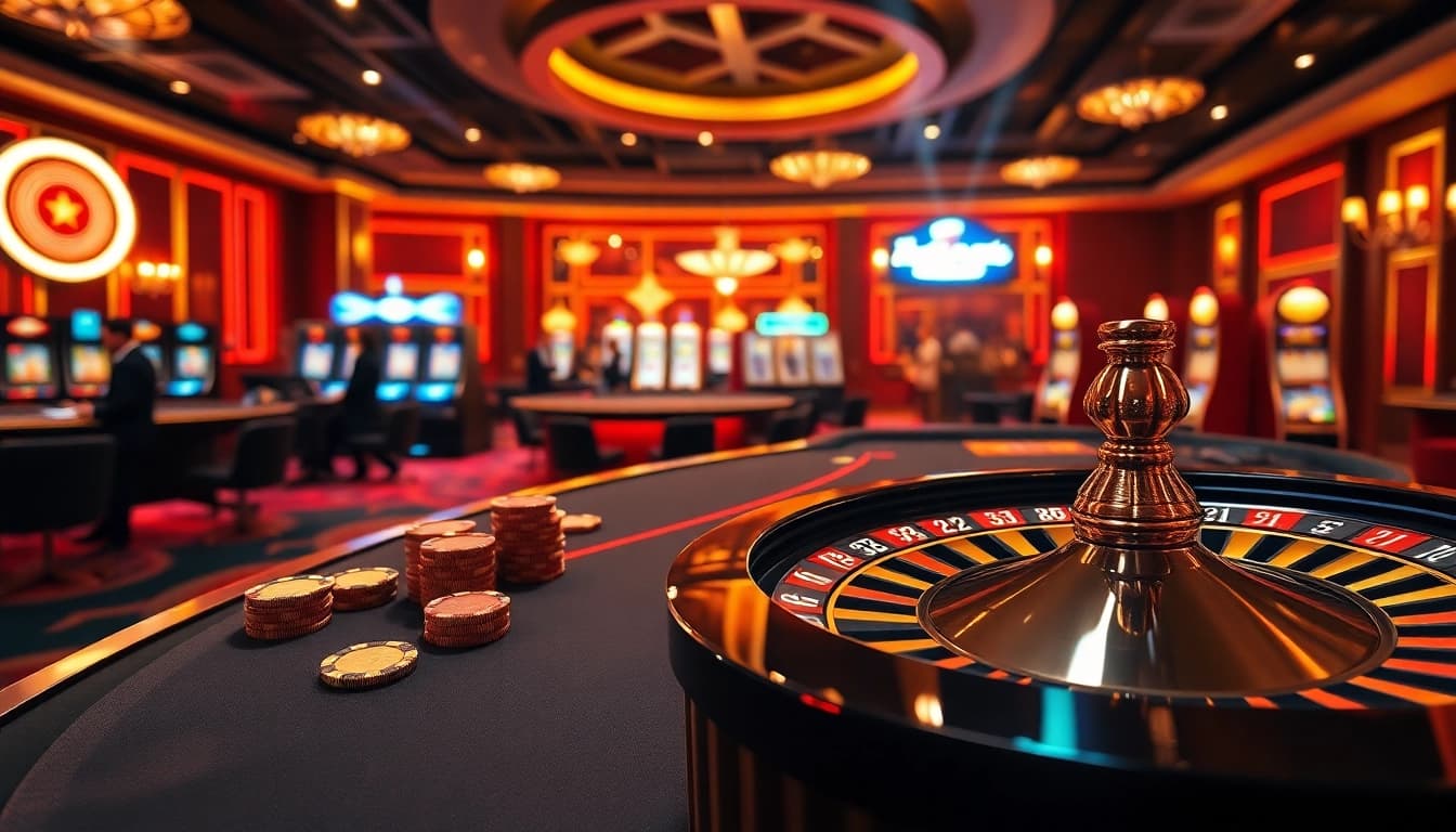 Exciting casino experience at nhà cái C168 with vibrant gambling tables and professional croupiers.