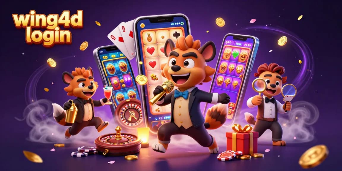 Experience the thrill of wing4d login at a lively comedy casino with animated hyenas.