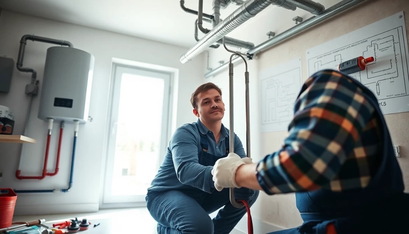 Plumbing Lacey Wa services highlighted with a professional plumber in action amidst tools.