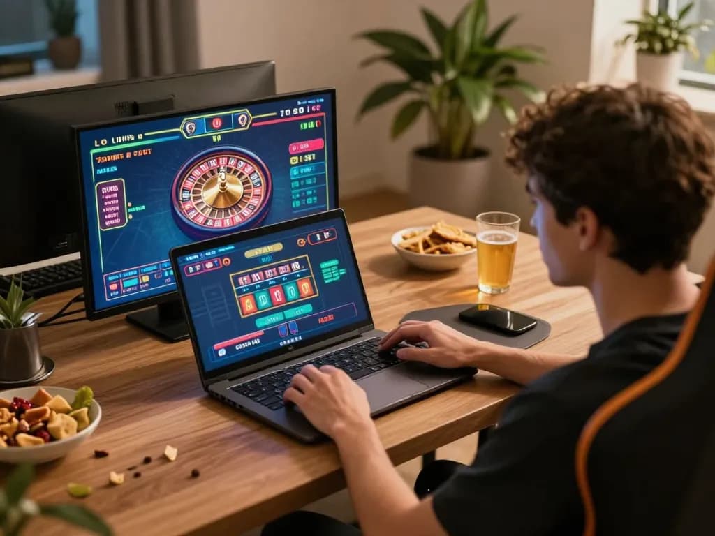 Engaging in live roulette action on vin88.com from a cozy home gaming setup