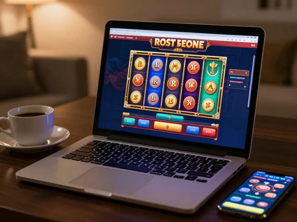 B52CLUB offers vibrant online slot games on a laptop screen, enhancing the gaming experience.