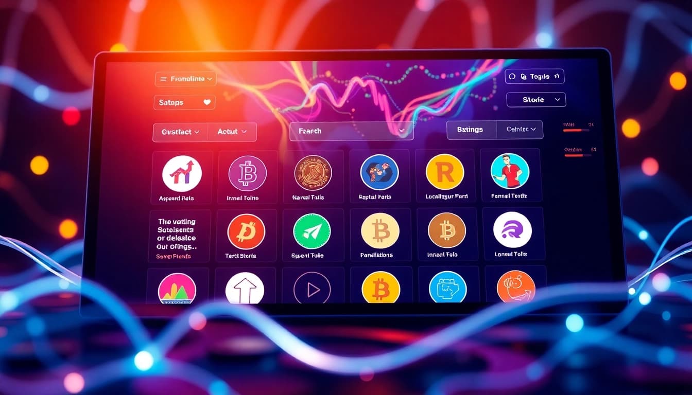 Discover trending coins listing through an innovative interface showcasing vibrant coin options.
