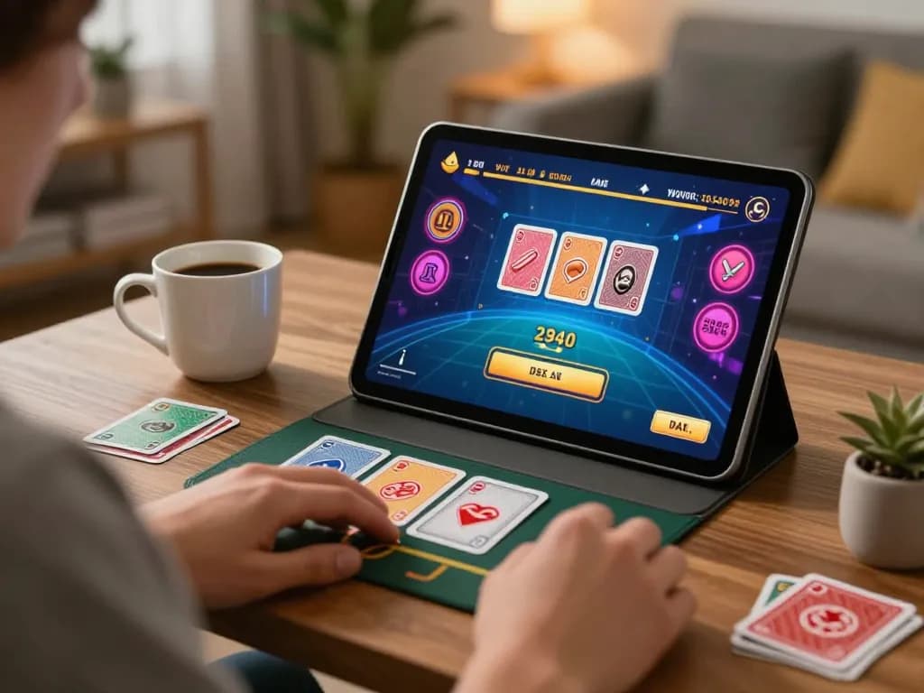 TG88 player enjoying live dealer games on tablet in cozy home setting amid exciting visuals.