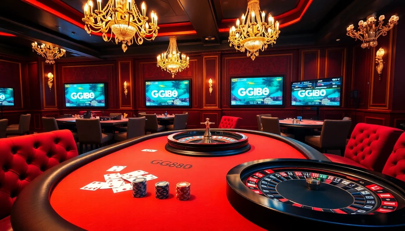 Experience luxury gaming at GG88 vip with poker chips and high-stakes action in a lavish setting.
