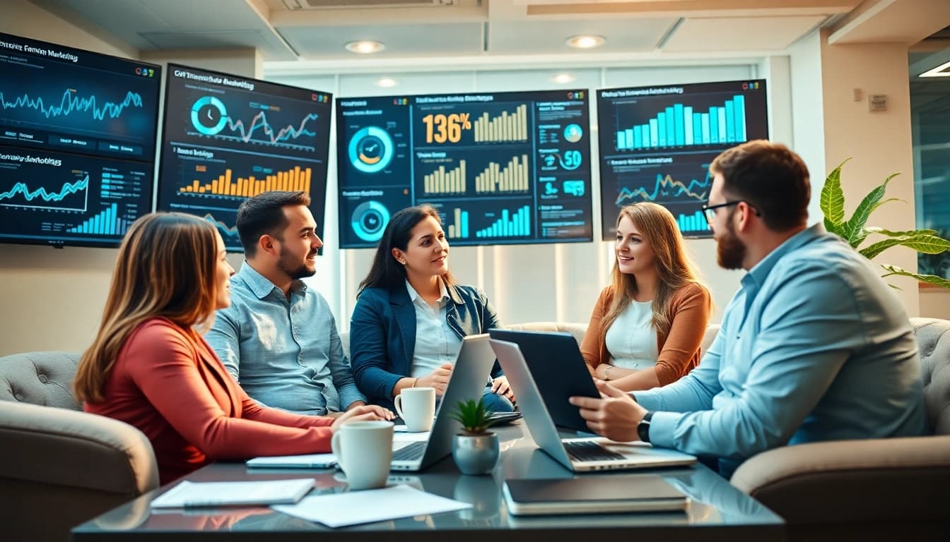 Gain insights from 向日葵官网 for effective digital marketing strategies in a vibrant office.