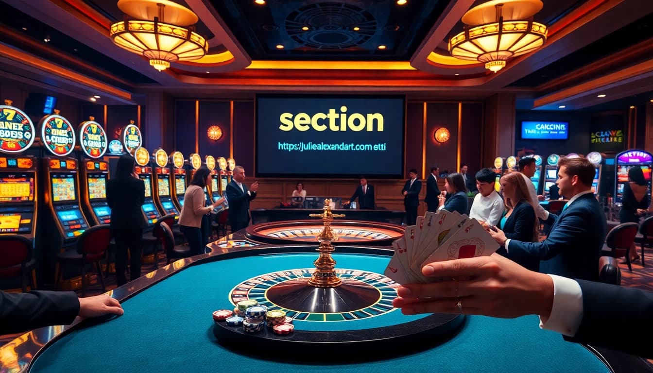 Engaging casino experience showcasing https://juliealexanderart.com/section/ with elegant roulette and vibrant slot machines.