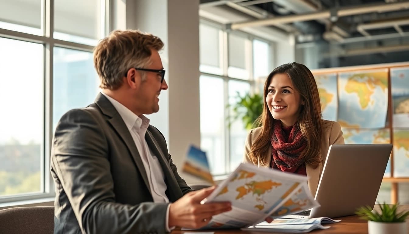 Travel insurance consultation highlighting personalized service and expert advice.
