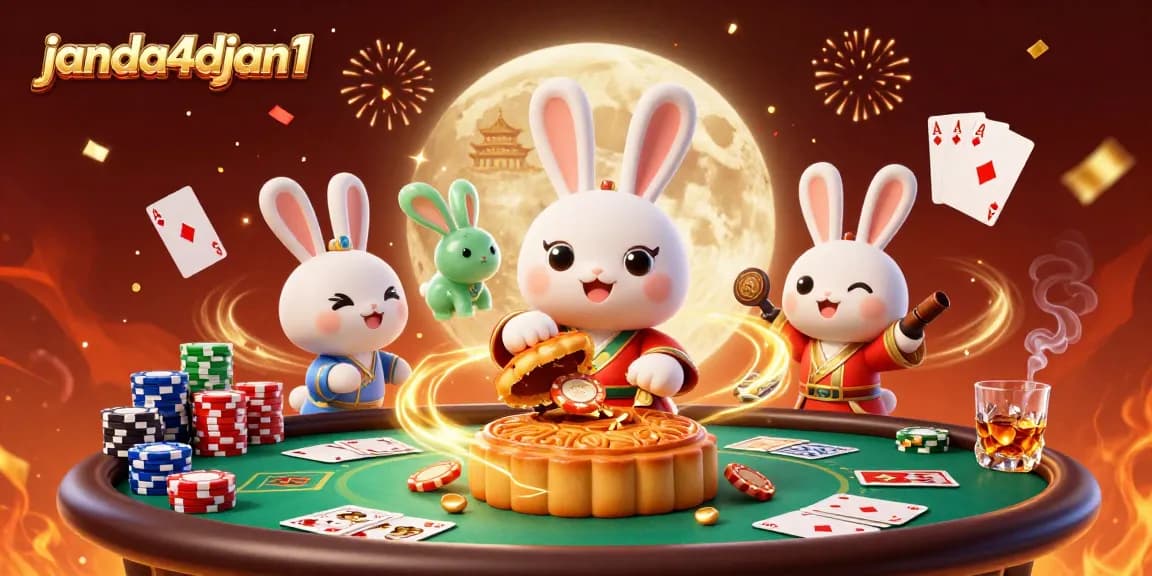 Janda4djan1 mempersembahkan ilustrasi kasino dengan tema bulan, poker, dan perayaan. Kualitas tinggi!
