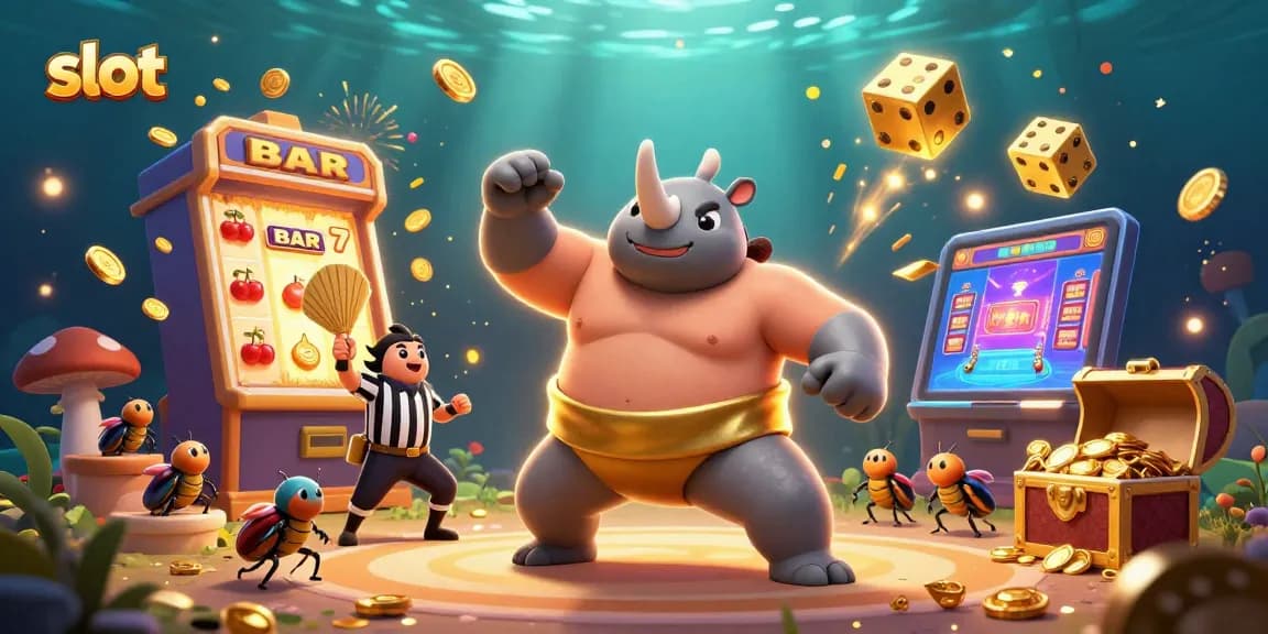Menangkan slot dengan pemandangan dinamis dari juara belalang badak di kasino yang meriah.
