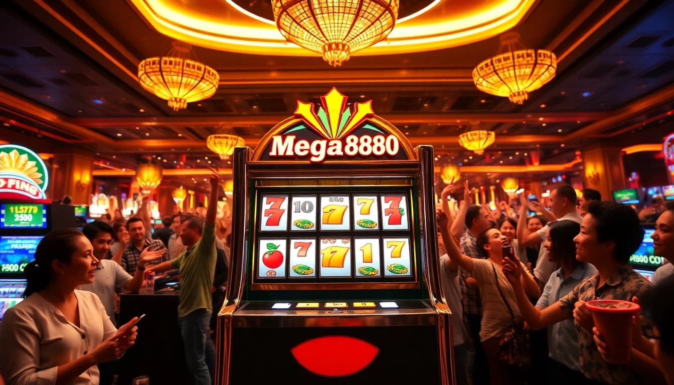 หมุน mega888slot ในคาสิโนที่เต็มไปด้วยความสนุกสนานและผู้เล่นที่ร่าเริง