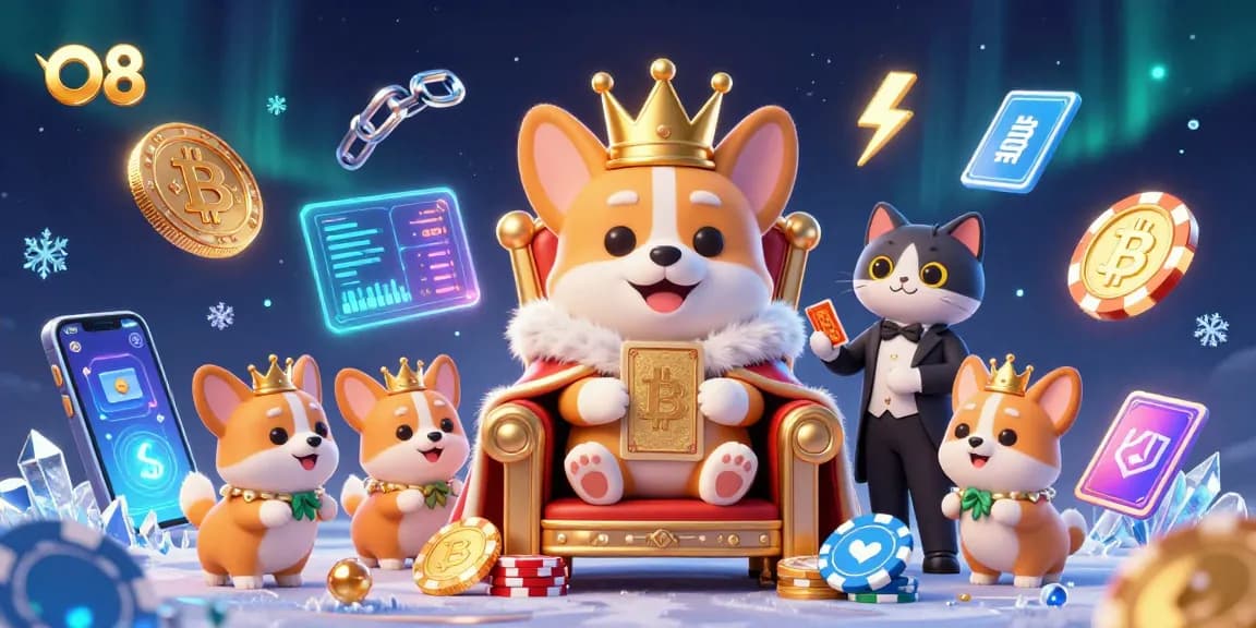 Join the royal corgi of O8 as he rules the vibrant casino world filled with cryptocurrencies!