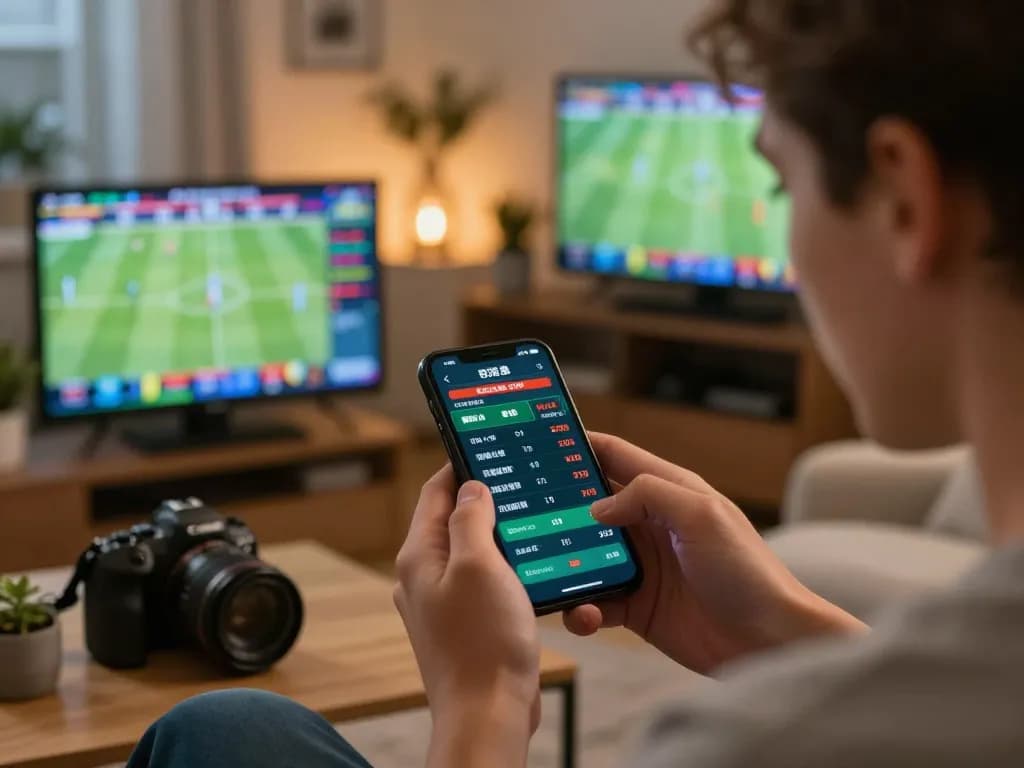 Excited player engaging in sports betting on smartphone at sky88 club