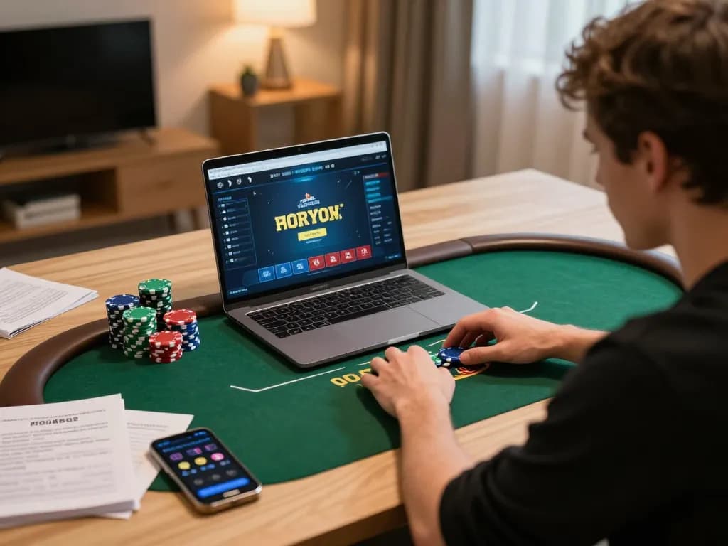 PHTAYA player engaging in an exciting online poker game while analyzing strategies at home
