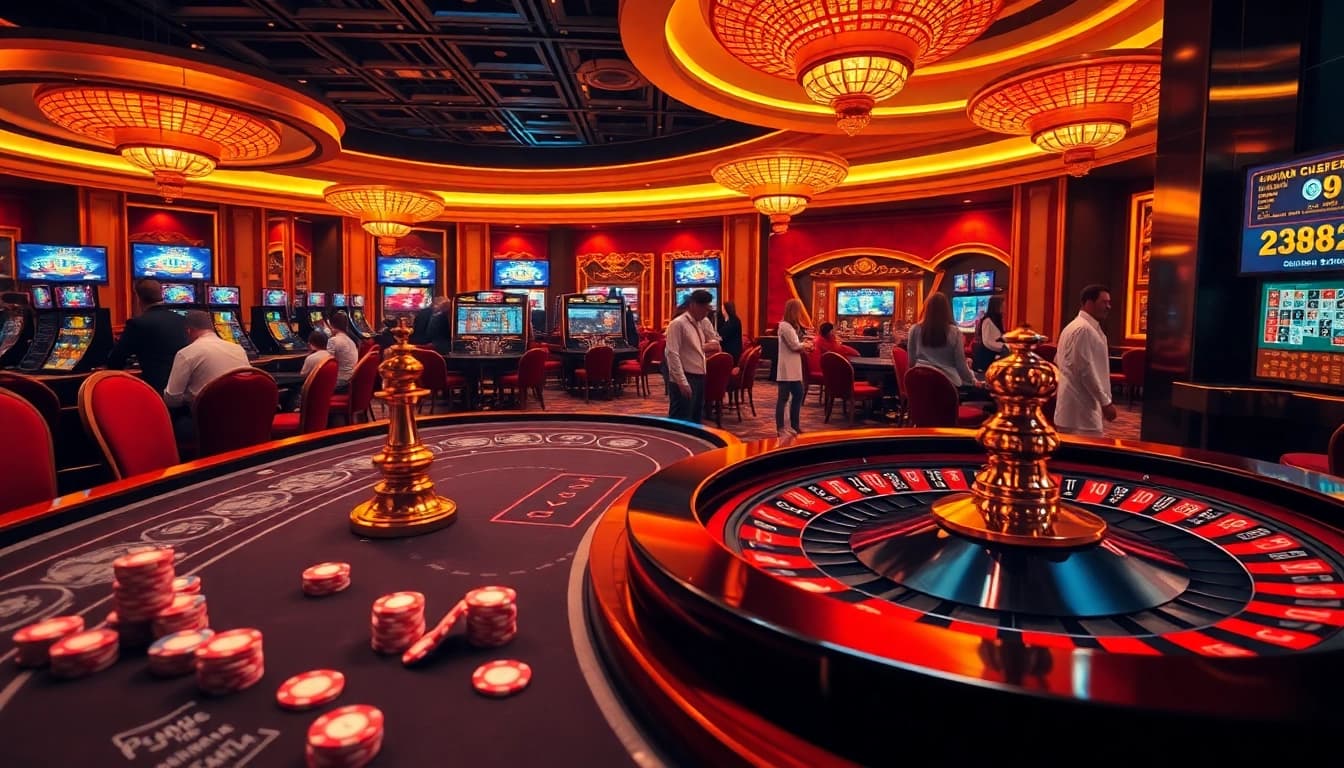 Exciting gameplay experience with Tool xổ số siêu tốc at a luxurious casino table filled with vibrant poker chips.
