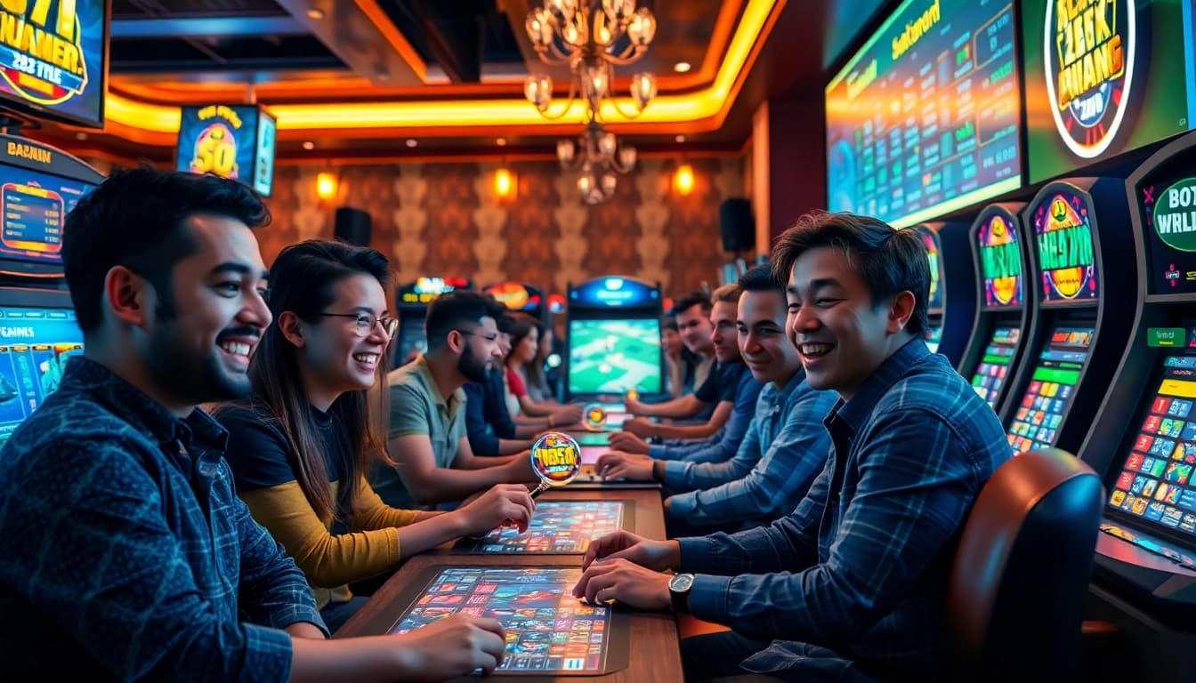 Interactive gaming experience at https://789beta2.com/ with diverse players enjoying poker and sports betting.