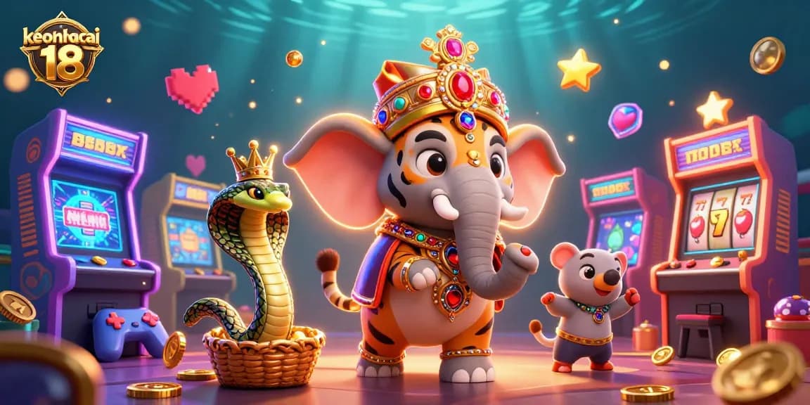 Experience dynamic action with keonhacai 18 in a vibrant 3D casino-themed illustration.