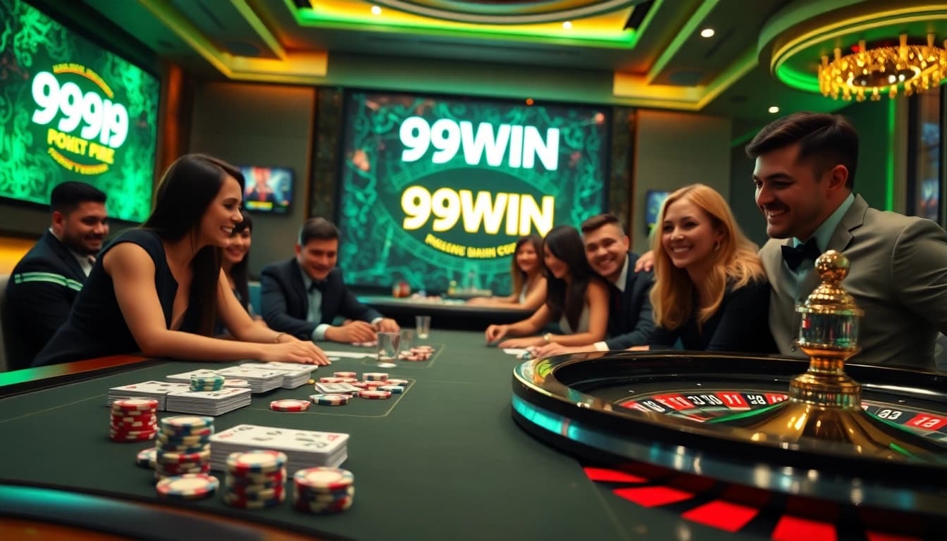 Engage in thrilling action at 99WIN's top-tier casino, featuring vibrant poker games and roulette excitement.