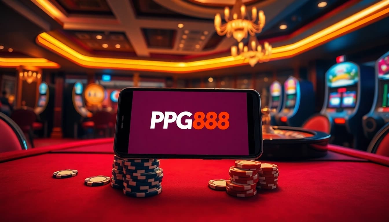 Experience Tải App PG88 with an engaging casino scene displaying excitement and luxury in online gambling.